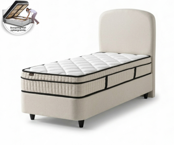 1 persoons boxspring alice met opbergruimte   cremekleur   met matras 0