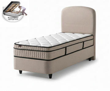 1 persoons boxspring alice met opbergruimte   taupe   incl matras set