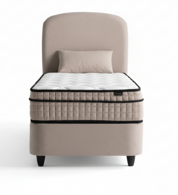 1 persoons boxspring alice met opbergruimte   taupe kleur   incl matras
