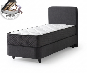 1 persoons boxspring aluna met opbergruimte  antraciet  incl matras