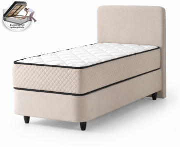 1 persoons boxspring aluna met opbergruimte  beige  incl matras