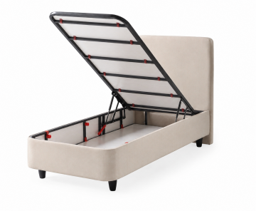 1 persoons boxspring aluna met opbergruimte  beige kleur
