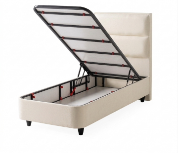 1 persoons boxspring boucle met opbergruimte   cremekleur