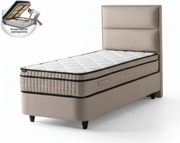 1 persoons boxspring boucle met opbergruimte   taupe   incl matras 0