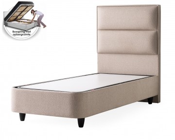 1 persoons boxspring boucle met opbergruimte   taupe   zonder matras 0