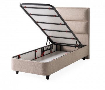 1 persoons boxspring boucle met opbergruimte   taupe 0