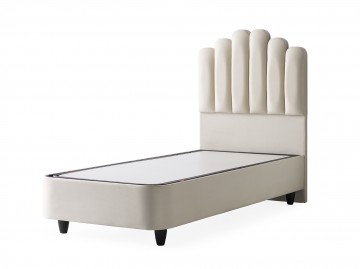 1 persoons boxspring jazz opbergbed zonder matras luxe velvet stof licht creme