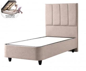 1 persoons boxspring linea met opbergruimte  taupe  zonder matras