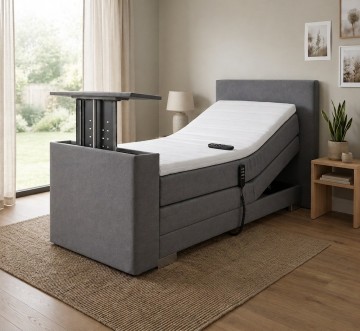 1 persoons elektrische boxspring kubic met tv lift antraciet