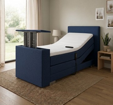 1 persoons elektrische boxspring kubic met tv lift blauw