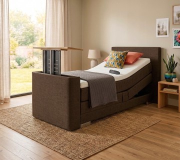 1 persoons elektrische boxspring kubic met tv lift bruin