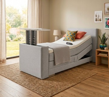 1 persoons elektrische boxspring kubic met tv lift grijs