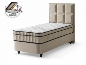 1 persoons opbergbed carre zonder met velvet beige