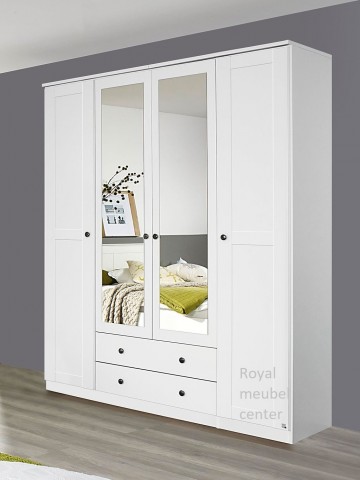 4 deurs laden met spiegel deuren linnenkast 181cm alpine wit kledingkast swiss wit royal meubel