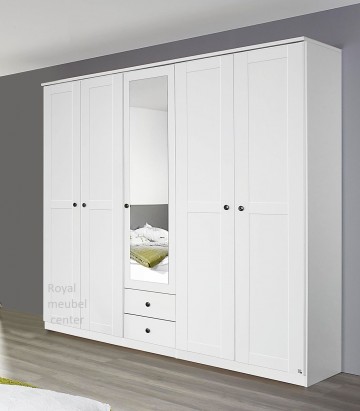 5 deurs laden met spiegel deuren linnenkast 226 cm alpine wit kledingkast swiss wit royal meubel center royal bedden wwwroyalmeubelcenternl