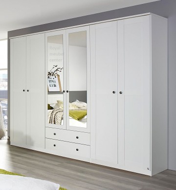 6 deurs laden met spiegel deuren linnenkast 271cm alpine wit kledingkast swiss wit royal meubel center royal bedden wwwroyalmeubelcenternl