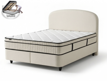 Boxspring alice met opbergruimte   cremekleur   incl matras
