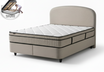 Boxspring alice met opbergruimte   taupe   incl matras