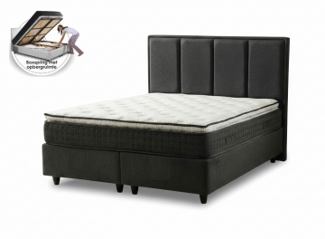 Boxspring alpen grijs opbergbed inclusief matras