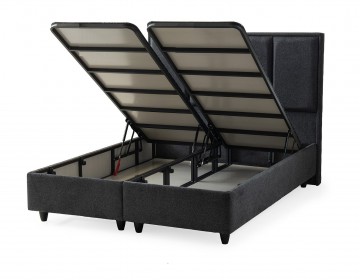 Boxspring alpen grijs opbergbed