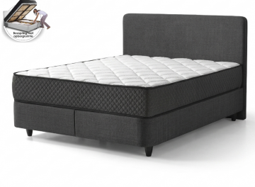 Boxspring aluna met opbergruimte   antraciet   incl matras