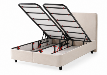Boxspring aluna met opbergruimte   beige kleur