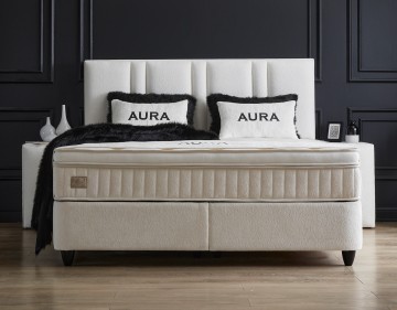 Boxspring aura opbergbed complete set voorkant