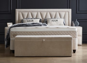 Boxspring azur opbergbed complete set met dekenkist