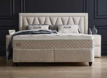 Boxspring azur opbergbed complete set voorkant