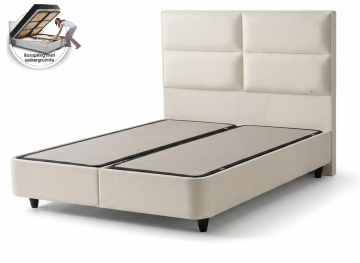 Boxspring boucle met opbergruimte   cremekleur   zonder matras