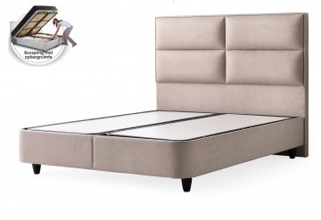 Boxspring boucle met opbergruimte   taupe   zonder matras