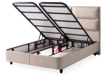 Boxspring boucle met opbergruimte   taupe 0