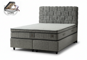 Boxspring hazel opbergbed grijs inclusief matras