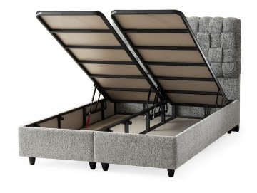 Boxspring hazel opbergbed grijs open bakken