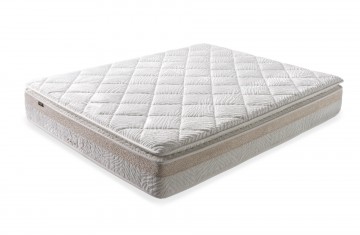 Boxspring japandi opbergbed  luxe zachte stof licht creme matras