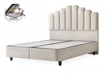 Boxspring jazz opbergbed zonder matras luxe velvet stof licht creme 0