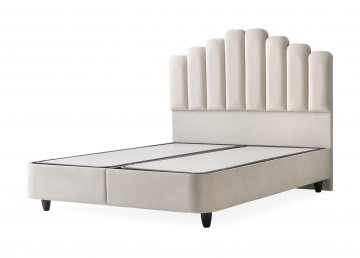 Boxspring jazz opbergbed zonder matras luxe velvet stof licht creme