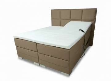 Boxspring konings elektrisch complete set licht licht bruin