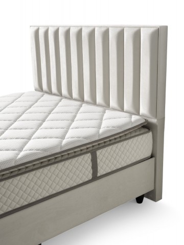 Boxspring leo opbergbed set velvet ecru hoofdbord