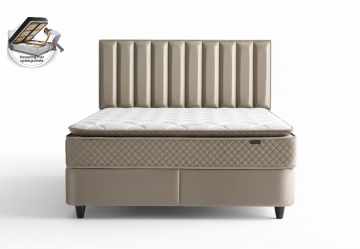Boxspring leo opbergbed set velvet taupe kleur