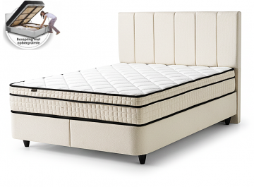 Boxspring linea met opbergruimte   cremekleur   incl matras