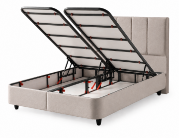 Boxspring linea met opbergruimte   taupe   openbakken