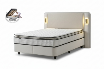 Boxspring lorenzo opbergbed lichte beigekleur