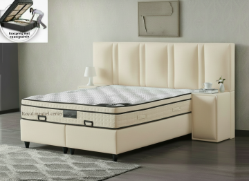 Boxspring lucca xl opbergbed cream