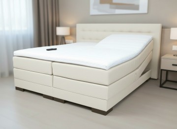 Boxspring madrid elektrisch complete set cream