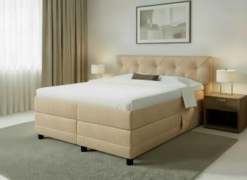 Boxspring milano elektrisch complete bedden set beige