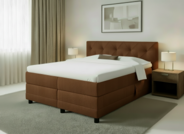 Boxspring milano elektrisch complete bedden set bruin