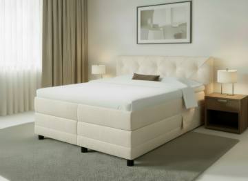 Boxspring milano elektrisch complete bedden set cream