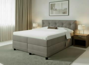 Boxspring milano elektrisch complete bedden set taupe grey
