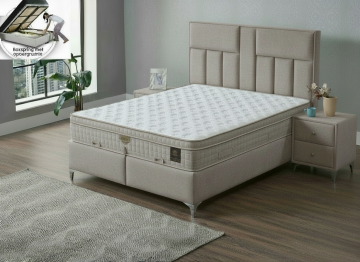 Boxspring mode opbergbed taupe